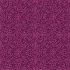 Monochromatic Floral Block Print Tile - Small-Scale - Plum Caspia