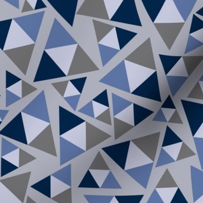 Triangles Tossed in Blue and Navy on Mauve