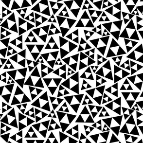 Black and White  Abstract Triangles Tossed on White
