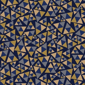 Triangles Tossed in Gold on Navy Blue