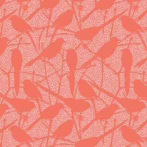 Birds Gather Silhouette 12x12 Coral 