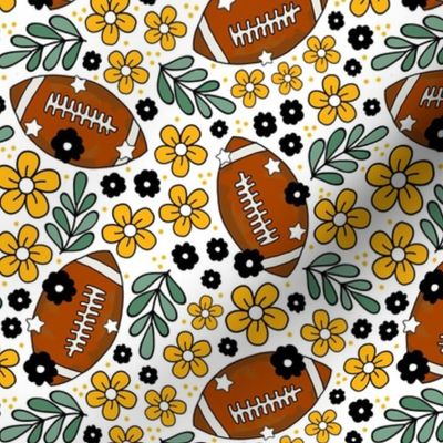 Medium Scale Team Spirit Football Floral in Pittsburgh Steelers Colors Yellow Gold and Black 