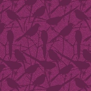 Birds Gather Silhouette 12x12 Plum