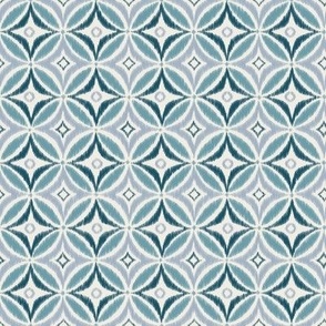 Medium Ikat Tile Geometric 8x8 in Blues