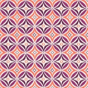 Medium Ikat Tile Geometric 8x8 in Plum and Coral