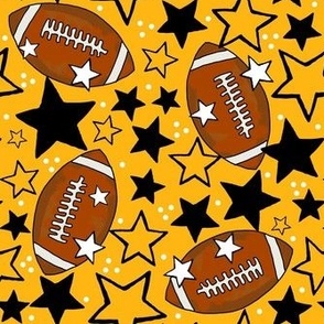 Medium Scale Team Spirit Footballs and Stars in Pittsburgh Steelers Colors Yellow Gold Black White