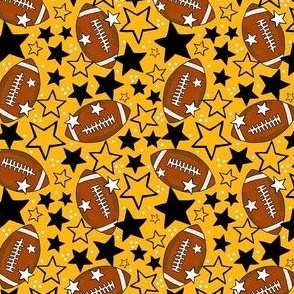 Small Scale Team Spirit Footballs and Stars in Pittsburgh Steelers Colors Yellow Gold Black White