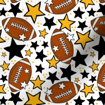 Medium Scale Team Spirit Footballs and Stars in Pittsburgh Steelers Colors Yellow Gold Black White 