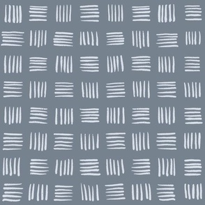 Hand-drawn Basket Weave Organic Modern Lines on Gray Blue Background