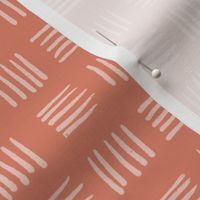 Hand-drawn Basket Weave Organic Modern Lines on Tangerine Orange Background