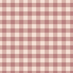 Old Rose on Cream Gingham - S small scale - traditional pink red cottagecore check buffalo plaid NCS Heart Stop Pristine - Napolitano Macchiato