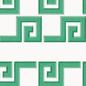 Greek Key Stripe Jade Green