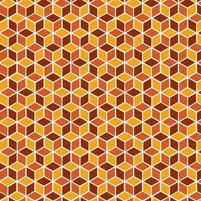 Warm Fall Yellow, Orange, & Red Cube Mosaic 