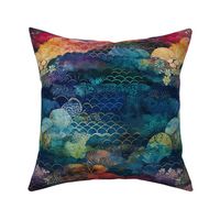 Rainbow batik in abstract and waves