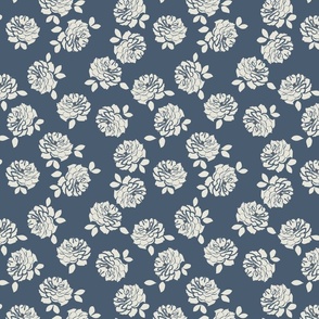 ROSIE - Small Navy and Cream Tossed Rose