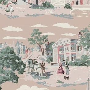 Vintage Colonial Scene with Horses