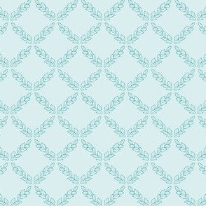 Laurel Crown Plaid – Teal Outline on Light Aqua – 4 inch repeat