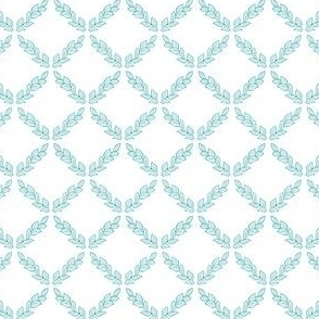 Laurel Crown Plaid – Teal Outline on Light Aqua – 4 inch repeat