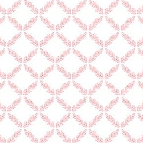 Laurel Crown Plaid – Pastel Pink with  Red Outline on White – 4 inch repeat