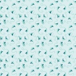 Tulipana Mini Floral –  Aqua and Teal on Pastel Aqua - 1.5 inch x 1.75 inch Repeat