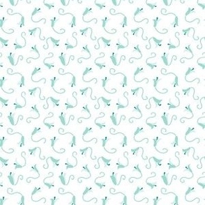 Tulipana Mini Floral –  Aqua on White - 1.5 inch x 1.75 inch Repeat