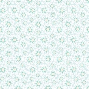 Wild Rose Floral – Hand Drawn - White with Teal on Pale Aqua – 3 inch repeat - Boho Rose Coordinate