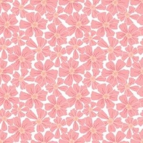Wild Rose Floral – Hand Drawn - Pink on White – 3 inch repeat - Boho Rose Coordinate