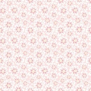 Wild Rose Floral – Hand Drawn - White with Pink on Pale Pink – 3 inch repeat - Boho Rose Coordinate