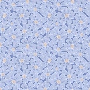Wild Rose Floral – Hand Drawn - Blue on Dark Periwinkle – 3 inch repeat - Boho Rose Coordinate