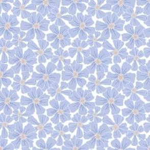 Wild Rose Floral – Hand Drawn - Periwinkle Blue on White – 3 inch repeat - Boho Rose Coordinate