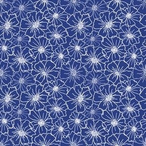 Wild Rose Outline - Blue Daisy Studio - Teresa M Ryan - 4up - 3in repeat - 150dpi - white on darkest blue