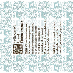 Gardeners Law of Thermodynamics teatowel - sepia text on seafoam