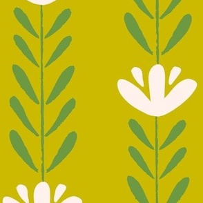 Blooming Vertical Floral Stripe in Bright Chartreuse Green (Jumbo)