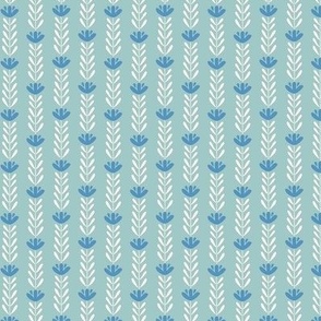 Blooming Vertical Floral Stripe in Sea Mist Green and Blue (Mini)