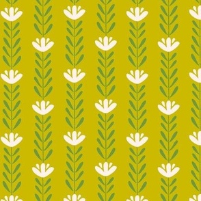 Blooming Vertical Floral Stripe in Bright Chartreuse Green (Medium)