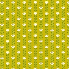 Blooming Vertical Floral Stripe in Bright Chartreuse Green (Mini)