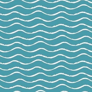 Summery Ocean Waves Stripe in Tropical Turquoise (Medium)