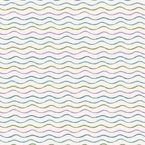 Summery Ocean Waves Stripe in Multicolor Green and Blue (Mini)