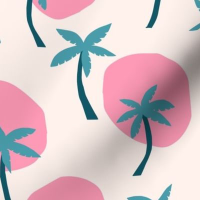 Palm Trees in the Sun in Summery Pink and Tropical Teal (Medium)