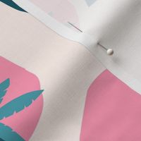 Palm Trees in the Sun in Summery Pink and Tropical Teal (Medium)