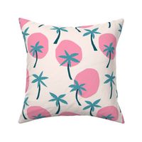 Palm Trees in the Sun in Summery Pink and Tropical Teal (Medium)