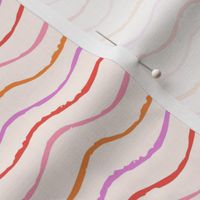 Summery Ocean Waves Stripe in Multicolor Pink Red and Orange (Medium)