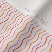 Summery Ocean Waves Stripe in Multicolor Pink Red and Orange (Mini)