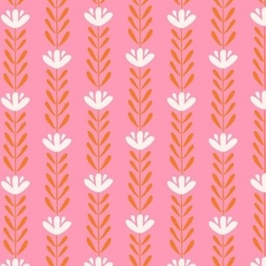 Blooming Vertical Floral Stripe in Summery Pink and Red (Medium)