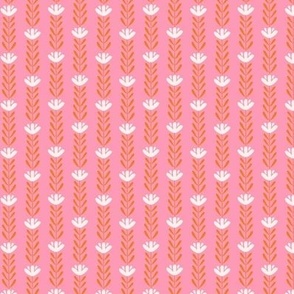 Blooming Vertical Floral Stripe in Summery Pink and Red (Mini)