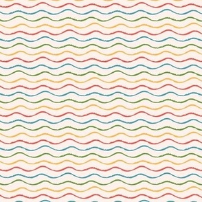Summery Ocean Waves Stripe in Multicolor Primary Colors (Mini)