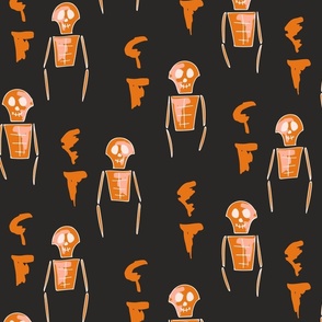 Skeleton troop - terracotta orange, brown, off white and black  //  Big scale