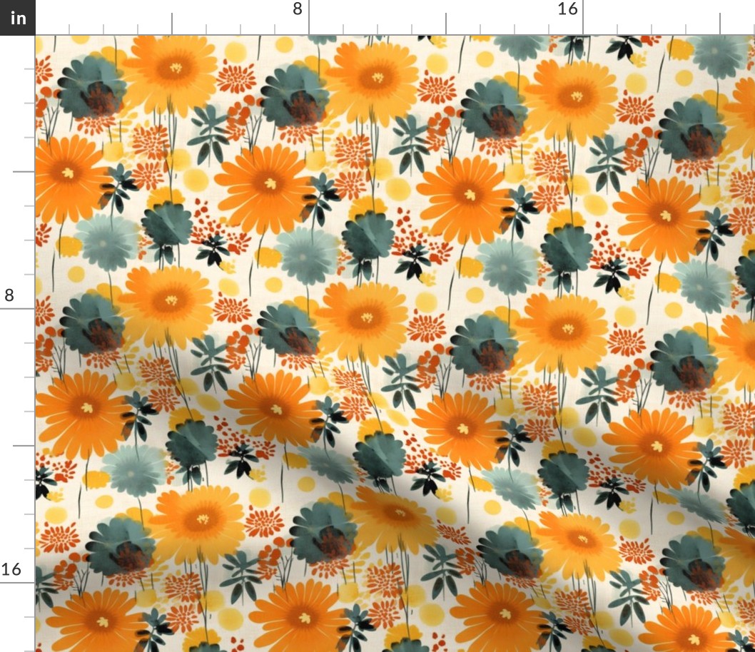 Vibrant Florals in Yellow - Large Scale