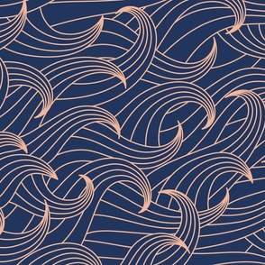 (L) waves coastal chic navy