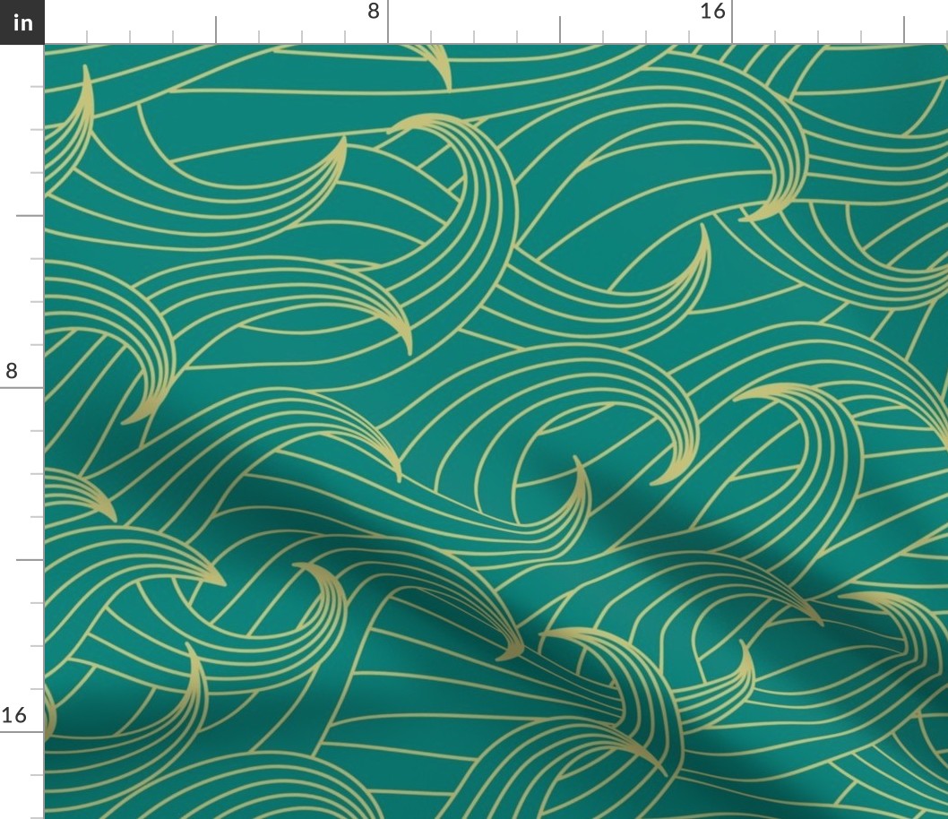 (L) waves coastal chic sea green